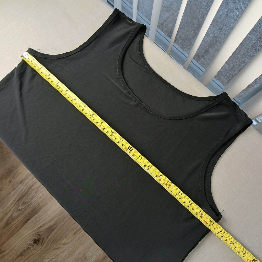 IC Collection black scoop neck tank top L vtg Y2K side slits summer layers USA - Picture 4 of 6